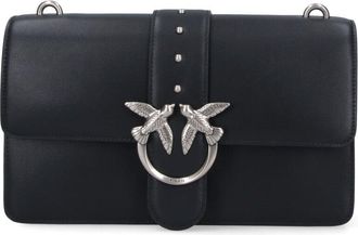 Pinko Structured Black Bag With Metallic Chain Strap