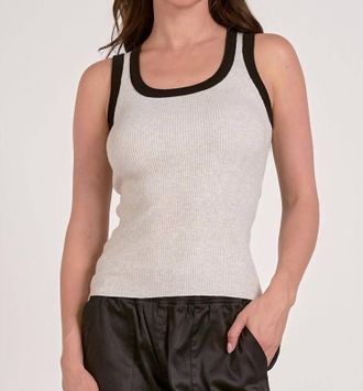 Elan Erin Scoopneck Tank Top In Grey/black