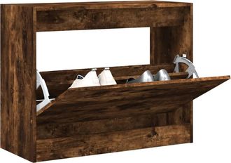 vidaXL Vidaxl - Zapatero De Madera De Ingenier&iacute;a Roble Ahumado 80x34x63 Cm