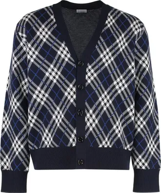 Burberry Blue V Neck Cardigan
