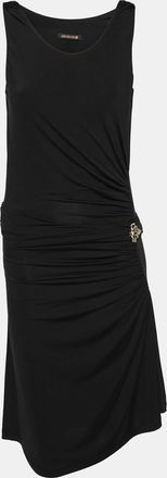 Roberto Cavalli Black Stretch Fabric Embellished Dress