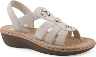 White Mountain Casimir Grommet Stud Wedge Sandal in Off-White/Sueded/Smooth at Nordstrom Rack, Size 9.5