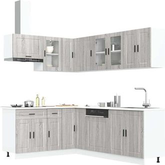 vidaXL Vidaxl - Mueble Cocina Porto Sonoma Gris 11 Pzas Madera Contrachapada