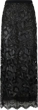 Roberto Cavalli Rok met bloemenkant - Zwart