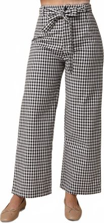 Olivaceous Isis Gingham Tie-Waist Pants In Black/white