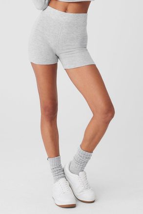 Alo Alolux High-Waist Me Time Short in Athletic Heather Grey, Size: XS