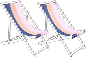 Beliani Conjunto De 2 Telas De Poli&eacute;ster Para Tumbona De Jard&iacute;n Patr&oacute;n De Rayas Exterior Multicolor Anzio / Avellino