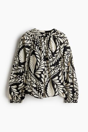 H&M Bluse mit Stehkragen - Schwarz/Gemustert