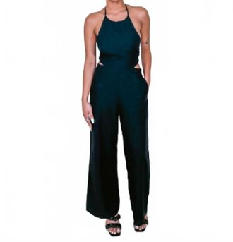Crescent Yoko Halter Neck With Side Cut-Outs Jumpsuit In Black