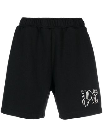 Palm Angels Hyper monogram-print track shorts - men - Cotton - M - Black