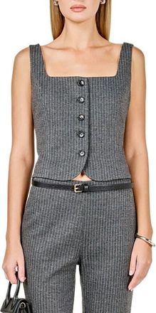 endless rose Pinstripe Knit Vest in Grey at Nordstrom, Size X-Small