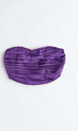 H&M Kurzes plissiertes Bandeau-Top - Lila