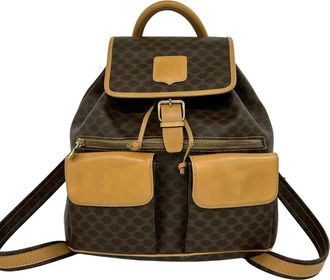 Celine Brown Leather Pvc Backpack (Pre-Owned)