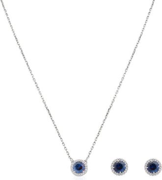 Swarovski Rhodium-Plated Constella Round Halo Set