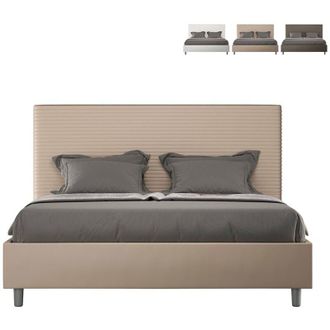 Itamoby Cama Matrimonio 160x200 Contenedor Polipiel Moderna Focus M1 Color: Beige - Versi&oacute;n: Modelo Est&aacute;ndar