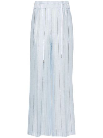 PESERICO striped linen trousers - Blue