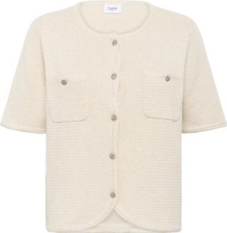 Saint Tropez Truien & Vesten, Dames, Beige, L, Kortemouw Cardigan Fog Melange