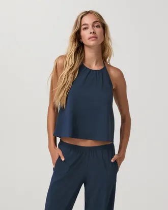 Vuori Clothing Villa Shoreline Halter Top | Ink | XS, Size Extra Small
