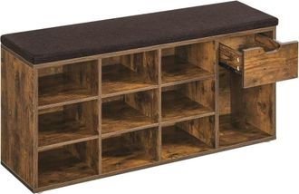 Vasagle Banco zapatero de 30 x 104 x 48 cm de color marr&oacute;n r&uacute;stico y marr&oacute;n