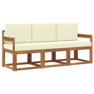 vidaXL Conjunto De Sof&aacute;s De Exterior Con Coj&iacute;n 3 Pcs Natural Y Crema Vidaxl