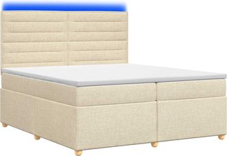 vidaXL Letto Box Spring Con Materasso Crema 200 X 200 Cm Tessuto Vidaxl