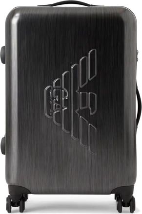 Emporio Armani Medium Unisex Trolley met Maxi Adelaar Relief - Heren - Handbagage koffer - Zwart - ONE Size - Koffers