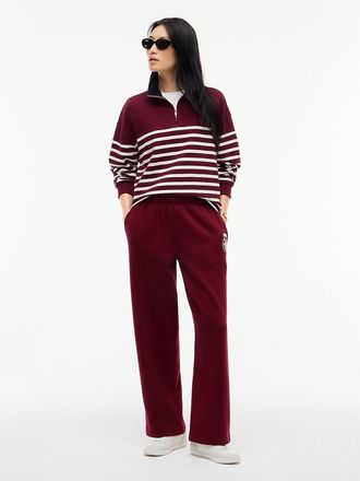 Tommy Hilfiger Womens Varsity Crest Brushed-Back Sweatpant - Burgundy - XXL