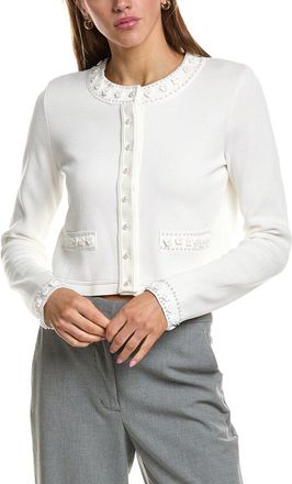 endless rose Endless Rose Flower & Pearl Trim Knit Cardigan