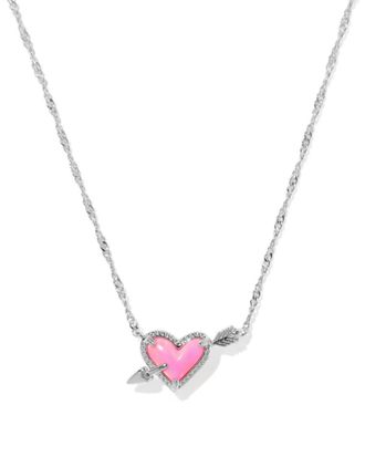 Kendra Scott Womens Ari Heart Arrow Silver Short Pendant Necklace