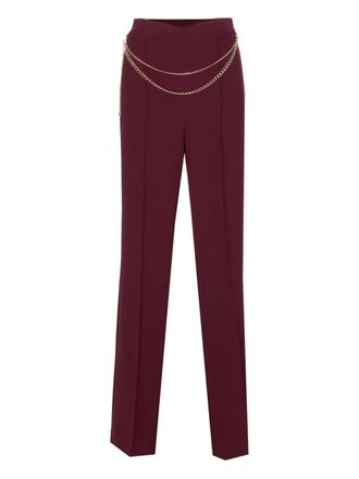 Twin-Set chain-embellished trousers - women - Polyester/Elastane - 44 - Red