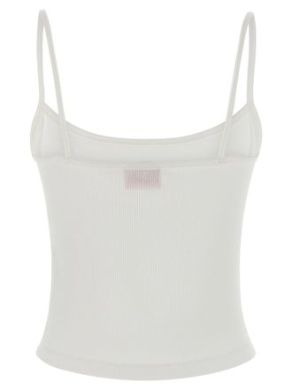 Diesel Logo-Embroidered Ribbed Tank Top - white