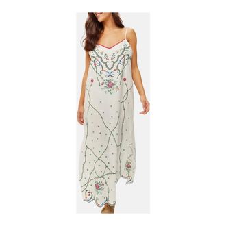 Me369 Summer Dresses, female, Multicolor, Size: XL Embroidered Slip Maxi Dress