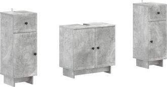 vidaXL Juego De Gabinete De Ba&ntilde;o De 2 Piezas Ede Gris Hormig&oacute;n Vidaxl