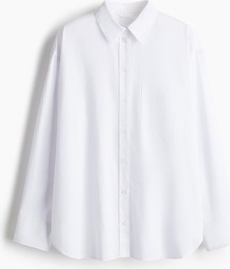 H&M Oversized Popelinebluse aus Baumwolle - White