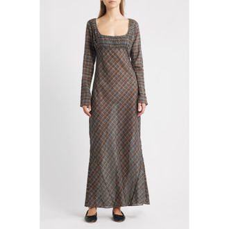Damson Madder Marissa Sheer Plaid Maxi Dress in Plaid Multi at Nordstrom Rack, Size 10 Us / 14 Uk