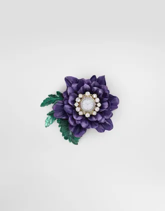 Dolce & Gabbana Flower Watch Brooch - Man Bijoux Purple Metal Onesize