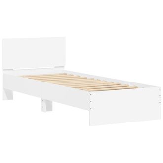 vidaXL Estructura Cama Con Cabecero Madera Ingenier&iacute;a Blanco 90x200 Cm Vidaxl