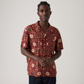 Levi's Classic Camp Shirt - Mens - S - Multi Colour / Bo Medallion Print Tawny Port