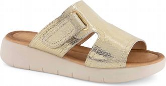 Andrea Womens Metallic Leather Sandal In Gold