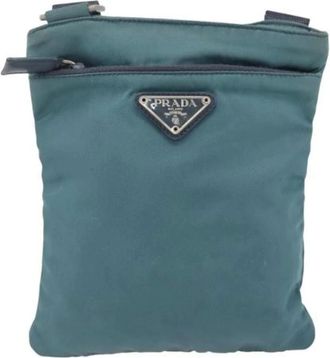 Prada Vintage Cross Body Bags, unisex, Blue, ONE SIZE, Pre-owned Vintage Nylon Cross Body Bag