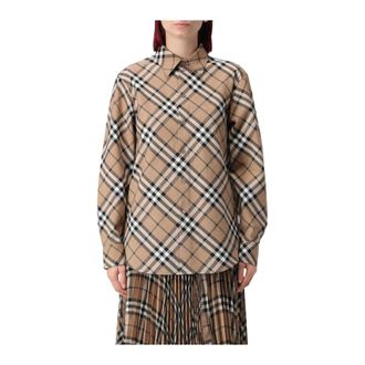 Burberry Shirts, female, Brown, Size: 2XS Plaid Shirt