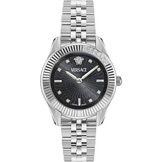 Versace Greca Time Diamond Bracelet Watch, 30mm in Stainless Steel at Nordstrom