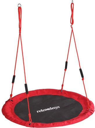 Relaxdays Relaxdays Nest Swing, Round Hanging, Padded Handles, Kids, Adjustable, Outdoor, &Oslash; 120 cm, to 100 kg, Red