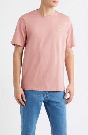 Les Deux Wild Flower Embroidered Organic Cotton T-Shirt in Ash Rose Pink at Nordstrom, Size Xx-Large