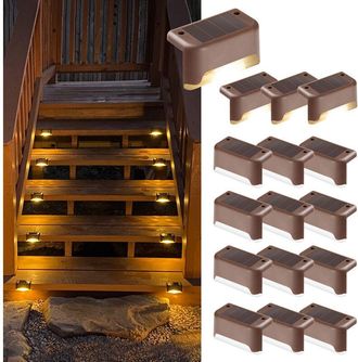 OEM Paquete De 16 Luces Solares Para Escaleras, Impermeables, Led, Para Exteriores, Escaleras, Escalones, Cercas, Patios, Terrazas, Canalones, Caminos Y D
