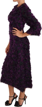 Dolce & Gabbana Purple Fringe Midi Sheath Womens Dress