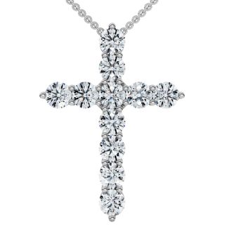 Pompeii3 1.25Ct Diamond Cross 14k Gold 18 Necklace 1 Tall Lab Grown