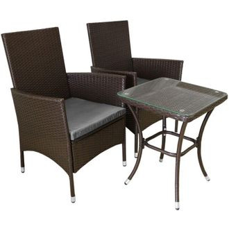 Jardi Jard&iacute; Conjunto Muebles Jard&iacute;n Exterior Set Bistro Rat&aacute;n Marr&oacute;n 2 Personas Dos Plazas Mesa Con Tablero De Vidrio Asientos Fundas Desenfundables Lavable