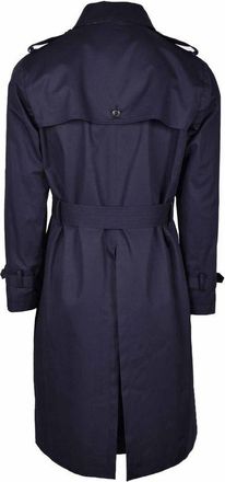 Aquascutum Blue Cotton Men Trench Coat Clothing