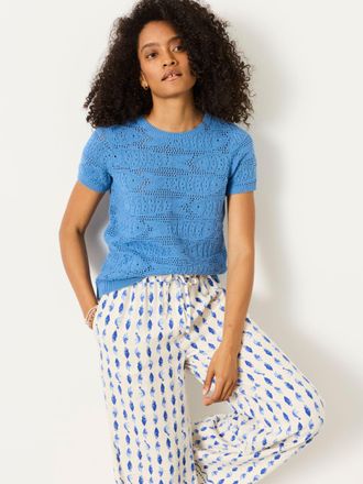 Fat Face FatFace Mid Blue Sardine Knitted Pattern Top